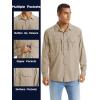 imageTACVASEN Fishing Shirt for Men Long Sleeve Shirt Quick Dry Fit Tactical Shirt Button Up Work Shirt Lightweight SafariKhaki