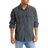 imageTACVASEN Fishing Shirt for Men Long Sleeve Shirt Quick Dry Fit Tactical Shirt Button Up Work Shirt Lightweight SafariDark Grey