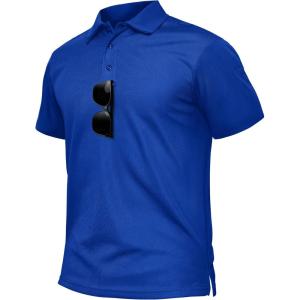 imageTACVASEN Mens Polo Shirts Dry Fit Tactical Golf Polos Short Sleeve Shirt UPF 50 Performance Collared Work AthleticColorblue