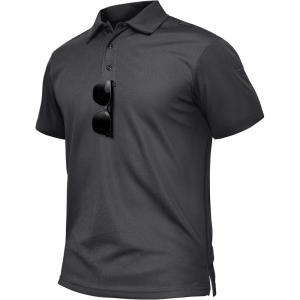 imageTACVASEN Mens Polo Shirts Dry Fit Tactical Golf Polos Short Sleeve Shirt UPF 50 Performance Collared Work AthleticDarkgrey