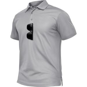 imageTACVASEN Mens Polo Shirts Dry Fit Tactical Golf Polos Short Sleeve Shirt UPF 50 Performance Collared Work AthleticLightgray
