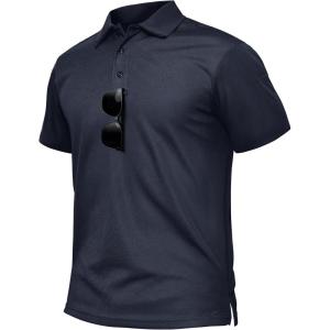 imageTACVASEN Mens Polo Shirts Dry Fit Tactical Golf Polos Short Sleeve Shirt UPF 50 Performance Collared Work AthleticNavy