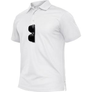 imageTACVASEN Mens Polo Shirts Dry Fit Tactical Golf Polos Short Sleeve Shirt UPF 50 Performance Collared Work AthleticWhite