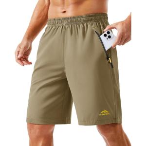 imageTACVASEN Mens Running Athletic Shorts 9quot Quick Dry Workout Gym Shorts Lightweight Summer Shorts 3 Zipper Pockets03khaki