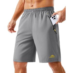 imageTACVASEN Mens Running Athletic Shorts 9quot Quick Dry Workout Gym Shorts Lightweight Summer Shorts 3 Zipper Pockets05light Grey