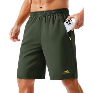 imageTACVASEN Mens Running Athletic Shorts 9quot Quick Dry Workout Gym Shorts Lightweight Summer Shorts 3 Zipper Pockets07green