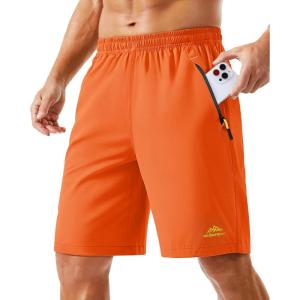 imageTACVASEN Mens Running Athletic Shorts 9quot Quick Dry Workout Gym Shorts Lightweight Summer Shorts 3 Zipper Pockets08orange