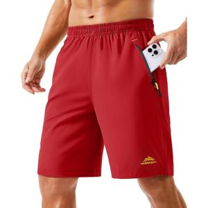 imageTACVASEN Mens Running Athletic Shorts 9quot Quick Dry Workout Gym Shorts Lightweight Summer Shorts 3 Zipper Pockets09tomato Red