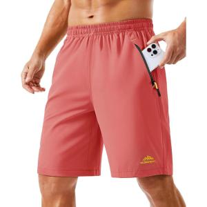 imageTACVASEN Mens Running Athletic Shorts 9quot Quick Dry Workout Gym Shorts Lightweight Summer Shorts 3 Zipper Pockets10watermelon Red