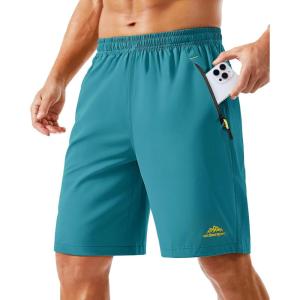 imageTACVASEN Mens Running Athletic Shorts 9quot Quick Dry Workout Gym Shorts Lightweight Summer Shorts 3 Zipper Pockets12lake Blue