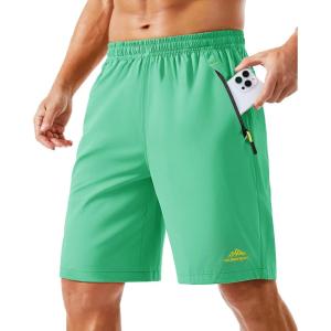 imageTACVASEN Mens Running Athletic Shorts 9quot Quick Dry Workout Gym Shorts Lightweight Summer Shorts 3 Zipper Pockets14mint Green