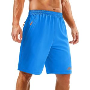 imageTACVASEN Mens Running Athletic Shorts 9quot Quick Dry Workout Gym Shorts Lightweight Summer Shorts 3 Zipper PocketsB Azure