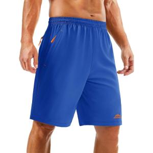 imageTACVASEN Mens Running Athletic Shorts 9quot Quick Dry Workout Gym Shorts Lightweight Summer Shorts 3 Zipper PocketsB Color Blue