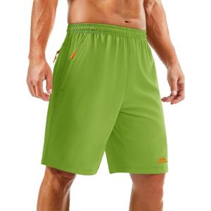 imageTACVASEN Mens Running Athletic Shorts 9quot Quick Dry Workout Gym Shorts Lightweight Summer Shorts 3 Zipper PocketsB Fruit Green