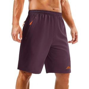 imageTACVASEN Mens Running Athletic Shorts 9quot Quick Dry Workout Gym Shorts Lightweight Summer Shorts 3 Zipper PocketsB Fuchsia