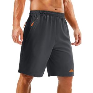 imageTACVASEN Mens Running Athletic Shorts 9quot Quick Dry Workout Gym Shorts Lightweight Summer Shorts 3 Zipper PocketsB Gy