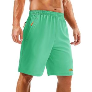 imageTACVASEN Mens Running Athletic Shorts 9quot Quick Dry Workout Gym Shorts Lightweight Summer Shorts 3 Zipper PocketsB Mint Green