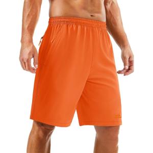 imageTACVASEN Mens Running Athletic Shorts 9quot Quick Dry Workout Gym Shorts Lightweight Summer Shorts 3 Zipper PocketsB Orange