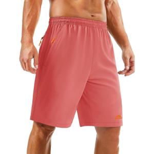 imageTACVASEN Mens Running Athletic Shorts 9quot Quick Dry Workout Gym Shorts Lightweight Summer Shorts 3 Zipper PocketsB Watermelon Red