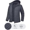 imageTACVASEN Womens Lightweight Puffer Jacket with Hood Pockets Quilted Padded Fullzip Winter CoatDark Grey