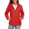 imageTACVASEN Womens Lightweight Puffer Jacket with Hood Pockets Quilted Padded Fullzip Winter CoatTomato Red