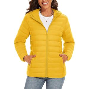 imageTACVASEN Womens Lightweight Puffer Jacket with Hood Pockets Quilted Padded Fullzip Winter CoatGinger