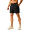 imageTACVASEN Mens 2 in 1 Running Shorts with Liner Quick Dry 5quot Workout Gym Athletic Training Waterproof Short with PocketsBlack