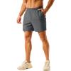imageTACVASEN Mens 2 in 1 Running Shorts with Liner Quick Dry 5quot Workout Gym Athletic Training Waterproof Short with PocketsMediumgrey