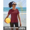 imageTACVASEN Short Sleeve Shirts for Women Athletic Workout Tops UPF 50 Sun Protection Quick Dry Running TShirtsWine Red