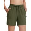 imageTACVASEN Womens 5 Hiking Shorts Quick Dry Golf Lightweight UPF50 Athletic Shorts Summer Water Resistant Zipper PocketsArmy Green