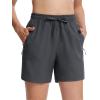 imageTACVASEN Womens 5 Hiking Shorts Quick Dry Golf Lightweight UPF50 Athletic Shorts Summer Water Resistant Zipper PocketsDarkgrey