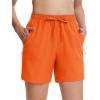 imageTACVASEN Womens 5 Hiking Shorts Quick Dry Golf Lightweight UPF50 Athletic Shorts Summer Water Resistant Zipper PocketsFlorange