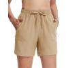 imageTACVASEN Womens 5 Hiking Shorts Quick Dry Golf Lightweight UPF50 Athletic Shorts Summer Water Resistant Zipper PocketsKhaki