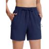 imageTACVASEN Womens 5 Hiking Shorts Quick Dry Golf Lightweight UPF50 Athletic Shorts Summer Water Resistant Zipper PocketsNavy