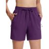 imageTACVASEN Womens 5 Hiking Shorts Quick Dry Golf Lightweight UPF50 Athletic Shorts Summer Water Resistant Zipper PocketsPurplishred