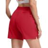 imageTACVASEN Womens 5 Hiking Shorts Quick Dry Golf Lightweight UPF50 Athletic Shorts Summer Water Resistant Zipper PocketsRed