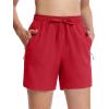 imageTACVASEN Womens 5 Hiking Shorts Quick Dry Golf Lightweight UPF50 Athletic Shorts Summer Water Resistant Zipper PocketsRed