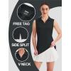 imageTACVASEN Womens Golf Shirt Sleeveless UPF 50 Polo Shirts Collared Tennis Tops V Neck Athletic Workout Tank Quick DryBlack