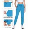 imageTACVASEN Womens Joggers Lightweight Quick Dry Hiking Pants with Pockets Athletic Travel Workout Summer Water ResistantLake Blue