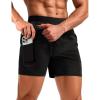 imageTACVASEN Mens 2 in 1 Running Shorts with Liner Quick Dry 5quot Workout Gym Athletic Training Waterproof Short with PocketsBlack