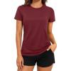 imageTACVASEN Short Sleeve Shirts for Women Athletic Workout Tops UPF 50 Sun Protection Quick Dry Running TShirtsWine Red