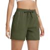imageTACVASEN Womens 5 Hiking Shorts Quick Dry Golf Lightweight UPF50 Athletic Shorts Summer Water Resistant Zipper PocketsArmy Green