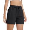imageTACVASEN Womens 5 Hiking Shorts Quick Dry Golf Lightweight UPF50 Athletic Shorts Summer Water Resistant Zipper PocketsBlack
