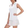imageTACVASEN Womens Golf Shirt Sleeveless UPF 50 Polo Shirts Collared Tennis Tops V Neck Athletic Workout Tank Quick DryWhite