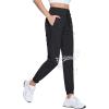 imageTACVASEN Womens Joggers Lightweight Quick Dry Hiking Pants with Pockets Athletic Travel Workout Summer Water ResistantBlack