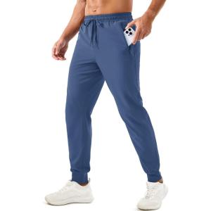 imageTACVASEN Mens Lightweight Athletic Joggers with Zipper Pockets Quick Dry Track Pants for Men Gym Sweatpants Workout GolfBlue Grey