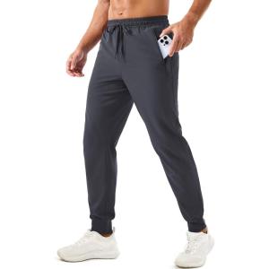 imageTACVASEN Mens Lightweight Athletic Joggers with Zipper Pockets Quick Dry Track Pants for Men Gym Sweatpants Workout GolfGrey