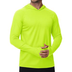 imageTACVASEN Mens Sun Protection Shirts UPF 50 Rash Guard for Men Long Sleeve Lightweight SPF UV Hoodie Swimming Hiking04 Bright Green