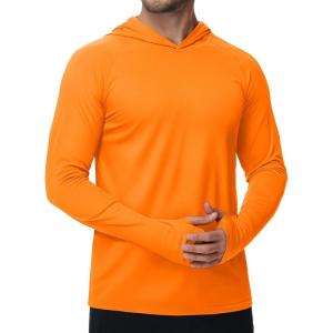 imageTACVASEN Mens Sun Protection Shirts UPF 50 Rash Guard for Men Long Sleeve Lightweight SPF UV Hoodie Swimming Hiking05 Orange