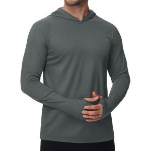 imageTACVASEN Mens Sun Protection Shirts UPF 50 Rash Guard for Men Long Sleeve Lightweight SPF UV Hoodie Swimming Hiking07 Dark Gray